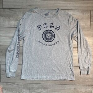 Ralph Lauren Polo 67 Heather Gray Long Sleeve Shirt Logo Emblem Boys XL (16-18)‎